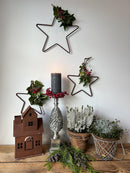 Gartendeko Vogelhaus Hexenhaus Haus Windlicht zum Stellen Metall Rost Deko H/B/T: 31/18/14 cm