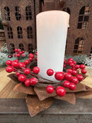 Kranz rote Beeren für Gesteck Kerzenhalter Dekoration Herbst Advent Weihnachten 10cm Durchmesser