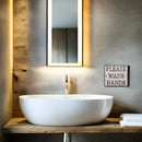 "PLEASE WASH HANDS" Badezimmer Waschbecken Schild Wandschild Hinweis H/B/T 11/10/0,5 cm Deko weiß shabby