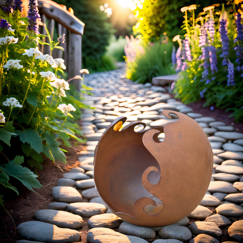 Gartendeko Kugel zum Bepflanzen Metall Rost Deko Gartenkugel Feuerschale Schale 30cm