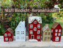 Haus Keramikhaus Windlicht Keramik Dekoration Häuschen Windlicht Weihnachten creme/beige B/T/H: 8 x 7 x 16cm