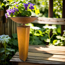 Säule quadratisch mit runder Schale aus Metall mit Edelrost zum Bepflanzen Blumenschale  Rost in drei Größen