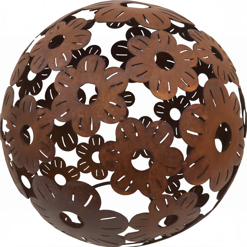 Gartendeko Blumenkugel Kugel aus Blumen Metall Rost Dekoration Gartenkugel 40cm Durchmesser