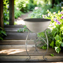 Schale rund abnehmbar auf Ständer Pflanzschale Aufsatz zum Befüllen Bepflanzen Metall hellgrau in drei Größen