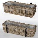 Balkonkasten Blumenschale Rattangeflecht Rattan Pflanzgefäß Blumenkasten rechteckig H/T/B: 15/21/46cm