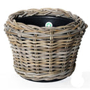 Pflanzschale Blumenschale Rattangeflecht Pflanzgefäß konisch Rattan-Umrandung 23cm hoch 32cm Durchmesser