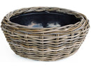 Pflanzschale Blumenschale Rattangeflecht Pflanzgefäß rund niedrig Rattan-Umrandung 18cm hoch 40cm Durchmesser