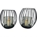 Laterne WENDY Kerzenhalter zum Hinstellen Metall schwarz mit Glaseinsatz Gartendeko in zwei Größen
