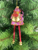 Weihnachtsmann Gabenträger Weihnachten Baumschmuck Figur Deko Hänger Christbaumschmuck 16 cm pink-rot mit Sack