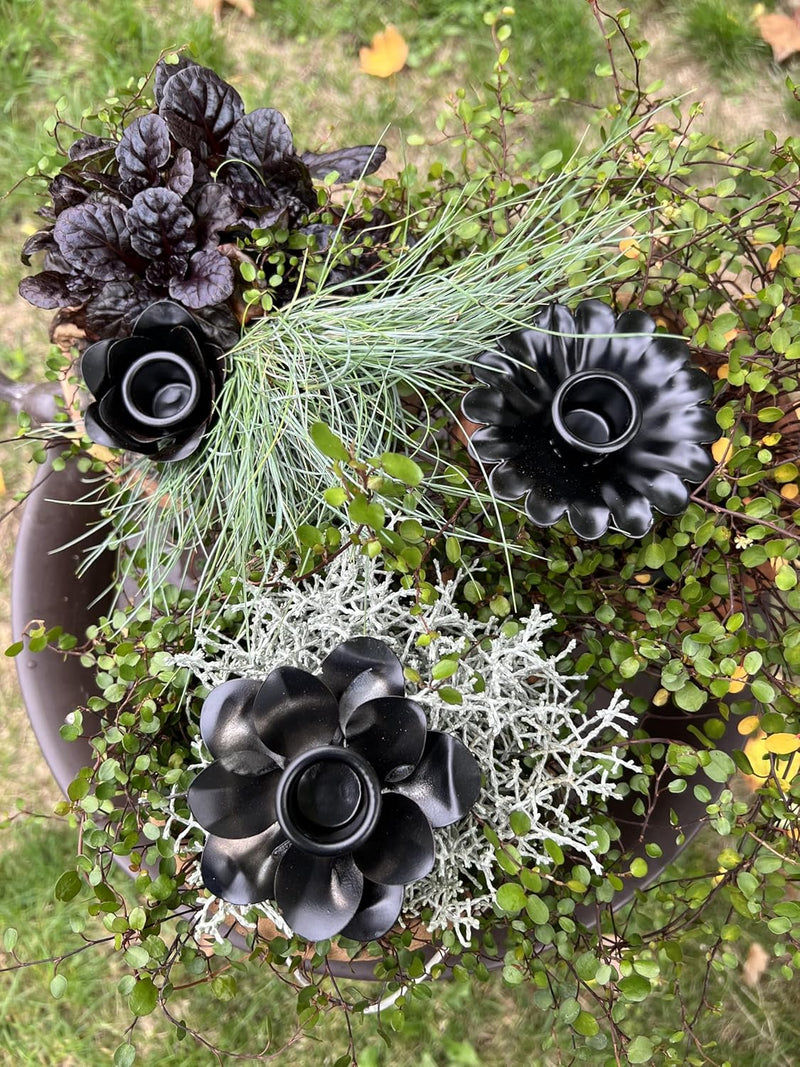 Kerzenhalter Tulpenform für Stabkerzen zum Stecken mit Stab Metall Rost verrostet oder schwarz lackiert Advent Weihnachten Kranz