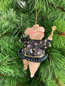 Christbaumschmuck Figur "Schwein mit Flügeln und Stern" Hänger schwarz-flieder Weihnachten Hänger 12cm