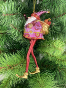 Weihnachtsmann Gabenträger Weihnachten Baumschmuck Figur Deko Hänger Christbaumschmuck 16 cm pink-rot mit Sack