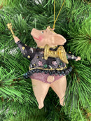 Christbaumschmuck Figur "Schwein mit Flügeln und Stern" Hänger schwarz-flieder Weihnachten Hänger 12cm