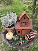 Gartendeko Vogelhaus Hexenhaus Haus Windlicht zum Stellen Metall Rost Deko H/B/T: 31/18/14 cm