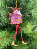 Weihnachtsmann Gabenträger Weihnachten Baumschmuck Figur Deko Hänger Christbaumschmuck 16 cm pink-rot mit Sack