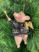 Christbaumschmuck Figur "Schwein mit Flügeln und Stern" Hänger schwarz-flieder Weihnachten Hänger 12cm