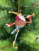 Christbaumschmuck Figur Weihnachtsmann mit Trompete rot-blau Weihnachten Baumschmuck 15,5 cm