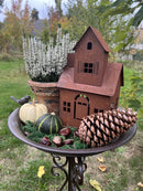 Gartendeko Vogelhaus Hexenhaus Haus Windlicht zum Stellen Metall Rost Deko H/B/T: 31/18/14 cm