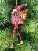 Weihnachtsmann Gabenträger Weihnachten Baumschmuck Figur Deko Hänger Christbaumschmuck 16 cm pink-rot mit Sack