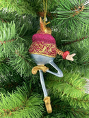 Christbaumschmuck Figur Weihnachtsmann mit Trompete rot-blau Weihnachten Baumschmuck 15,5 cm
