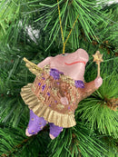 Christbaumschmuck Figur "Schwein mit Flügeln und Stern" Hänger kupfer-lila Weihnachten Hänger 10cm