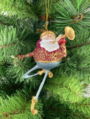 Christbaumschmuck Figur Weihnachtsmann mit Trompete rot-blau Weihnachten Baumschmuck 15,5 cm