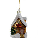 Lebkuchenhaus Baumschmuck Glas zum Aufhängen braun-weiß Weihnachten Christbaumschmuck 5x5x8 cm