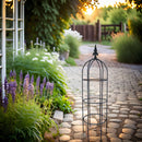 3-er Set Rankgitter Rankhilfe Obelisk m. Lilie schwarz lackiert Rankgerüst Metall Staudenhalter 55cm, 79cm und 100cm hoch