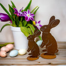 Dekoration zu Ostern Hase zum Hinstellen auf einer Platte Metall mit Edelrost Osterdeko Deko Osterhase