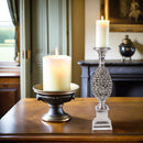 Kerzenhalter Kerzenständer Zapfen groß silberfarben Weihnachten elegant schick Kunstharz 38cm hoch