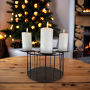 Adventskranz Schale Eisen rund klein dunkelbraun zum Befüllen für vier Kerzen Kerzenständer Kerzenhalter Weihnachten Dekoration H/Ø 14/22 cm