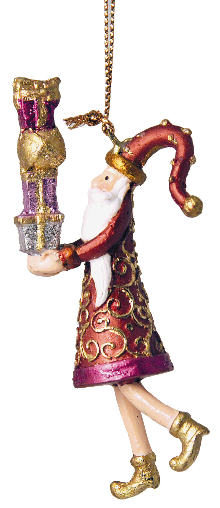 Kleiner Gabenträger Weihnachtsmann mit Geschenken mini Weihnachten Deko Hänger Christbaumschmuck 8 cm rot