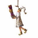 Kleiner Gabenträger Weihnachtsmann mit Geschenken mini Weihnachten Deko Hänger Christbaumschmuck 9 cm weiß-gold-silber