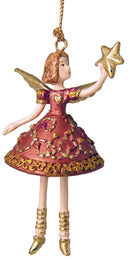 Kleiner Engel mit Stern mini Weihnachten Deko Hänger Christbaumschmuck 8 cm rot gold