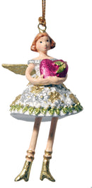 Kleiner Engel mit Herz mini Weihnachten Deko Hänger Christbaumschmuck 8 cm weiß gold