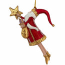 Weihnachtsmann Gabenträger Weihnachten Baumschmuck Figur Deko Hänger Christbaumschmuck 12 cm Rot Gold mit Stern und Säckchen