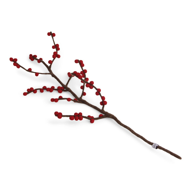 Deko Blume Zweig mit roten Beeren aus Filz Ostern Osterdeko Frühling fairtrade weich 60cm lang leicht unzerbrechlich
