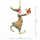 Kleiner Gabenträger Wichtel mit Geschenk mini Weihnachten Deko Hänger Christbaumschmuck 8 cm grün-rot-gold