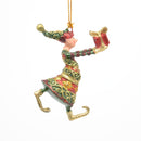 Kleiner Gabenträger Wichtel mit Geschenk mini Weihnachten Deko Hänger Christbaumschmuck 8 cm grün-rot-gold