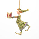 Kleiner Gabenträger Wichtel mit Geschenk mini Weihnachten Deko Hänger Christbaumschmuck 8 cm grün-lila