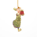 Kleiner Gabenträger Wichtel mit Geschenk mini Weihnachten Deko Hänger Christbaumschmuck 8 cm grün-lila