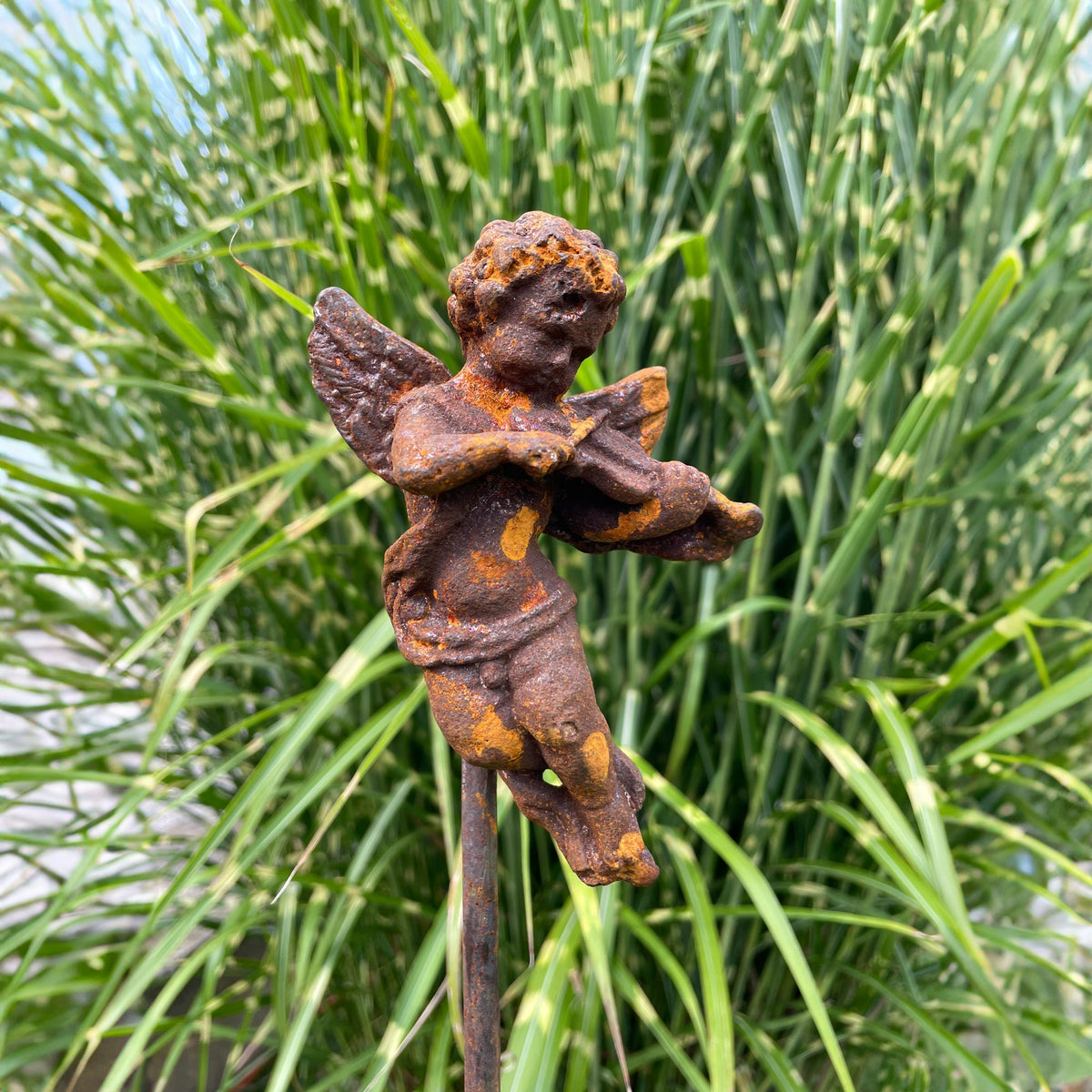 2er Set Deko-Stecker „WILLKOMMEN“ Mit Engeln – Garten-Deko In Edelrost-Optik, Wetterfest