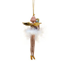 Christbaumschmuck Figur Engel rot-gold mit Geschenken und Federrock Anhänger Weihnachten Baumschmuck 13,5cm