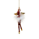 Christbaumschmuck Figur Engel rot-gold-weiß mit Herz und Federrock Anhänger Ornament Weihnachten Baumschmuck 14cm