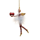 Christbaumschmuck Figur Engel rot-gold-weiß mit Herz und Federrock Anhänger Ornament Weihnachten Baumschmuck 14cm
