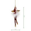 Christbaumschmuck Figur Engel rot-gold-weiß mit Herz und Federrock Anhänger Ornament Weihnachten Baumschmuck 14cm