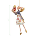 Christbaumschmuck Engel in einem weiß-rot-dunkelblauen Kleid und Geschenken Ornament 15cm hoch