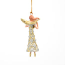 Kleiner Engel mit Harfe Musikengel mini Weihnachten Deko Hänger Christbaumschmuck 8 cm silber-gold