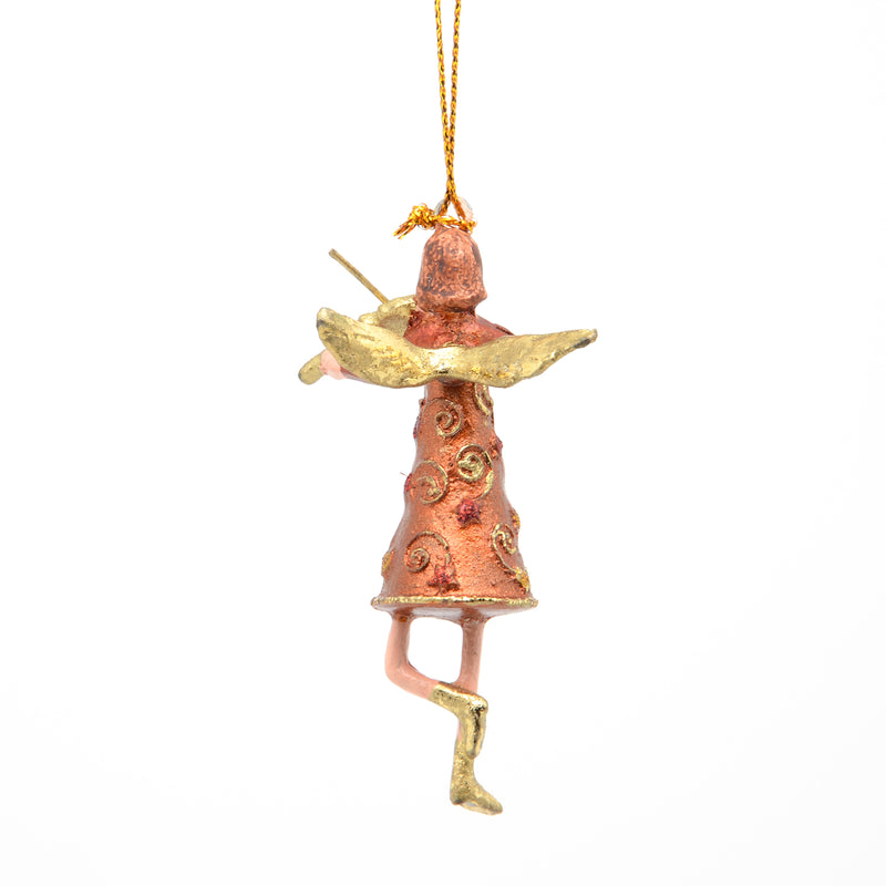 Kleiner Engel mit Geige mini Weihnachten Deko Hänger Christbaumschmuck 8 cm kupfer