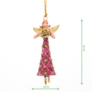 Kleiner Engel mit Horn Musikengel mini Weihnachten Deko Hänger Christbaumschmuck 8 cm pink-gold